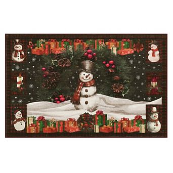 Christmas Snowman Washable Non Slip Area Rug Christmas Decorations Rugs for Living Room