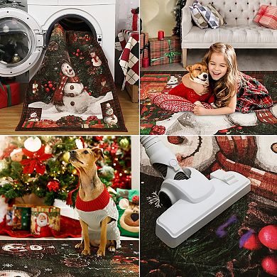Christmas Snowman Washable Non Slip Area Rug Christmas Decorations Rugs for Living Room