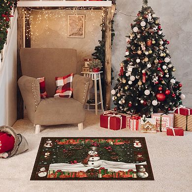 Christmas Snowman Washable Non Slip Area Rug Christmas Decorations Rugs for Living Room