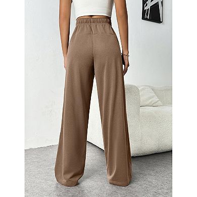 Womens Wide Leg Sweatpants High Waisted Lounge Sweat Pants Loose Drawstring Pant with Pocket