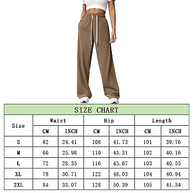 Womens Wide Leg Sweatpants High Waisted Lounge Sweat Pants Loose Drawstring Pant with Pocket