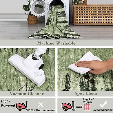 Abstract Machine Washable Rugs, Stain-Resistant Contemporary Indoor Floor Cover