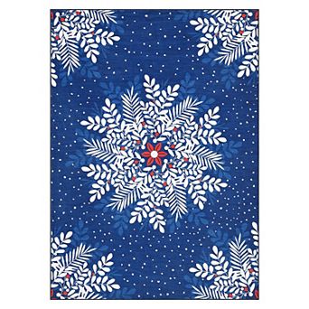 Christmas Snowflake Area Rug Washable Non Slip Entryway Mats for Bedroom Living Laundry Room Indoor