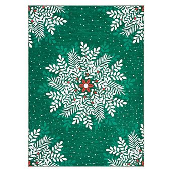 Christmas Snowflake Area Rug Washable Non Slip Entryway Mats for Bedroom Living Laundry Room Indoor