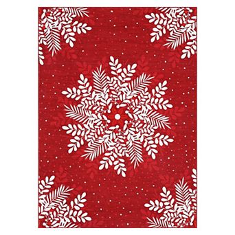 Christmas Snowflake Area Rug Washable Non Slip Entryway Mats for Bedroom Living Laundry Room Indoor