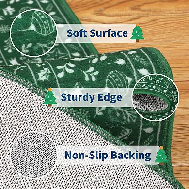Machine Washable Christmas Rug with Non Slip TPR Backing, Decorative Xmas Holiday Carpet
