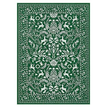 Machine Washable Christmas Rug with Non Slip TPR Backing, Decorative Xmas Holiday Carpet