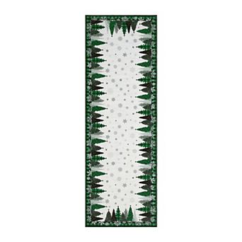 Christmas Washable Rug Non-Slip Non-Shedding Foldable Ultra-Thin Xmas Decorative Holiday Floor Mats