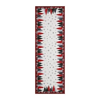 Christmas Washable Rug Non-Slip Non-Shedding Foldable Ultra-Thin Xmas Decorative Holiday Floor Mats