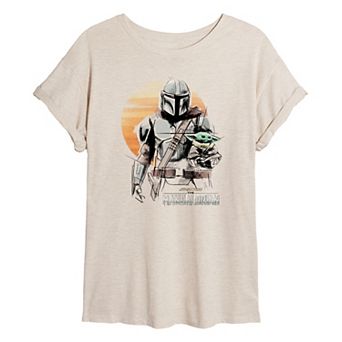 Juniors' Star Wars The Mandalorian Distressed Oversized Tee