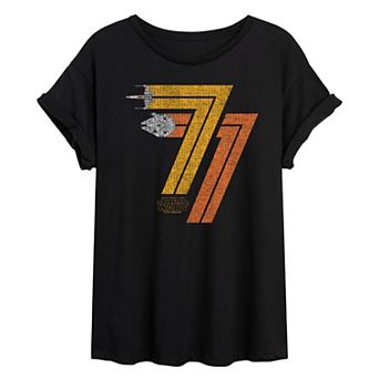 Juniors' Star Wars 77 Distressed Oversized Tee