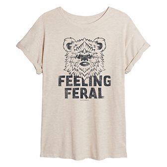 Juniors' Star Wars Feeling Feral Ewok Distressed Oversized Tee