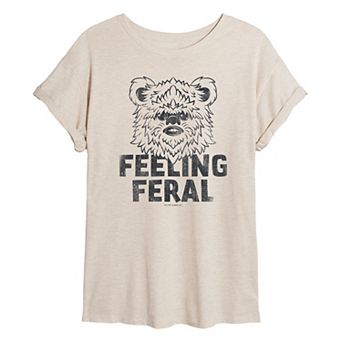 Juniors' Star Wars Feeling Feral Ewok Distressed Oversized Tee