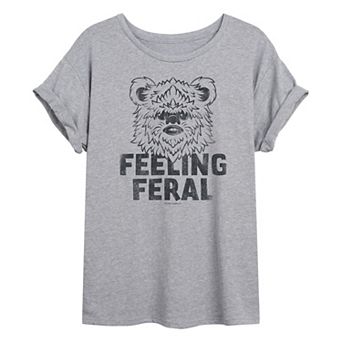 Juniors' Star Wars Feeling Feral Ewok Distressed Oversized Tee
