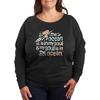 Plus Size Disney's Moana The Ocean Is In My Soul French Terry Long Sleeve Tee
