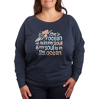 Plus Size Disney's Moana The Ocean Is In My Soul French Terry Long Sleeve Tee