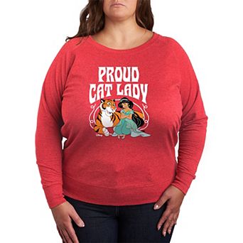 Plus Size Disney's Jasmine Proud Cat Lady French Terry Long Sleeve Tee