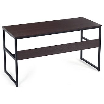 Costway 55'' Industrial Computer Desk w/ Storage Shelf Adjustable Foot Pads Home Office Coffee
