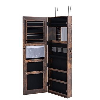 Costway LED Mirror Jewelry Cabinet Wall/Door Mounted 47" Armoire 3 Color Light