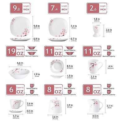 50-pcs Porcelain Dinnerware Set, Plate Set, Bowl, Mug, Coffee Set, Egg Cup, Milk Pitcher, Sugar Bowl
