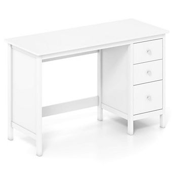 Costway Computer Desk with 3 Drawers 48" Wide Writing Desk with Storage Anti-tip Kit White