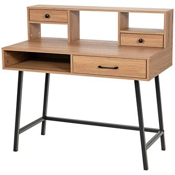 Costway Makeup Vanity Table Computer Writing Desk Storage with Drawer Shelf Industrial