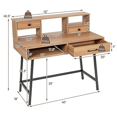Costway Makeup Vanity Table Computer Writing Desk Storage with Drawer Shelf Industrial