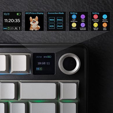 AULA F75 Max, 81-Key, Wireless, Hot Swappable, Mechanical Gaming Keyboard, RGB, Knob, Digital Screen