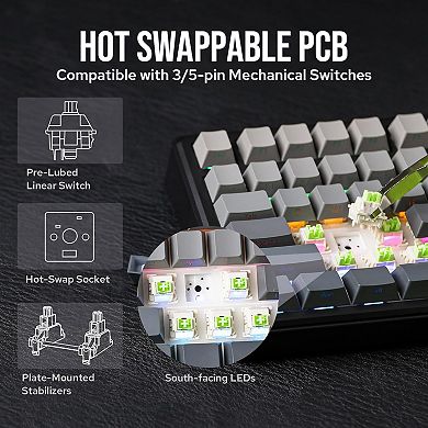 AULA F75 Max, 81-Key, Wireless, Hot Swappable, Mechanical Gaming Keyboard, RGB, Knob, Digital Screen