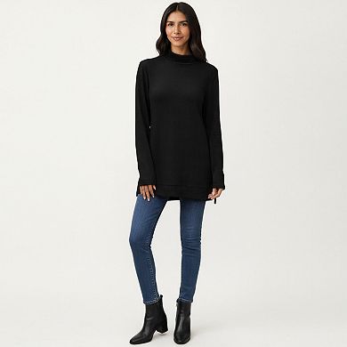 Women's Long Sleeve Collared Knit Top with Subtle Textured Pattern and Relaxed Fit