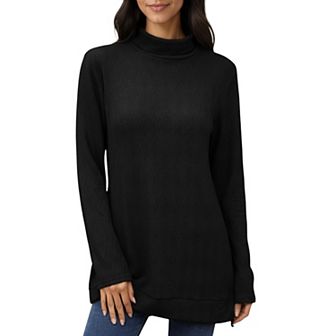 Women's Long Sleeve Collared Knit Top with Subtle Textured Pattern and Relaxed Fit