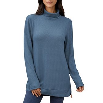 Women's Long Sleeve Collared Knit Top with Subtle Textured Pattern and Relaxed Fit