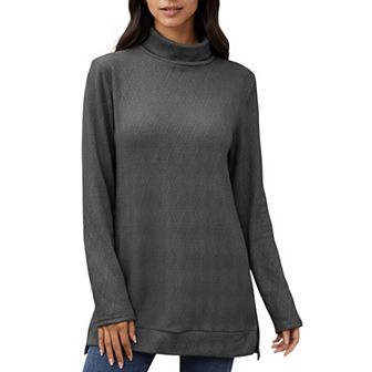 Women's Long Sleeve Collared Knit Top with Subtle Textured Pattern and Relaxed Fit