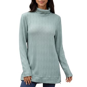 Women's Long Sleeve Collared Knit Top with Subtle Textured Pattern and Relaxed Fit