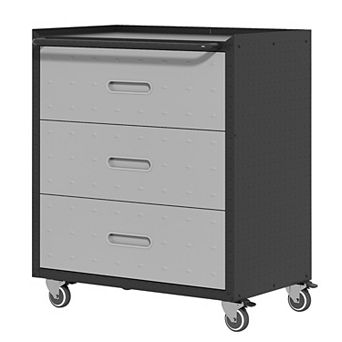 LOVMOR Heavy-Duty Metal Storage Cabinet with Wheels 3 Drawer Tool Cabinet Black/Gray