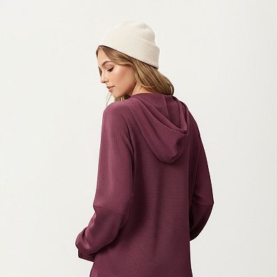 Women's Long Sleeve Pullover Hoodie with Kangaroo Pocket and Drawstring Detail