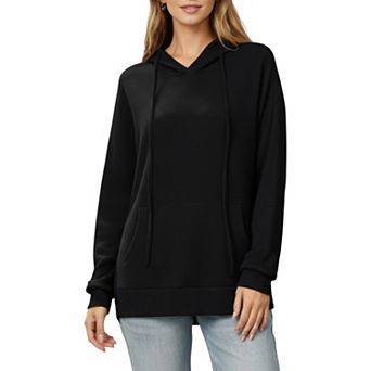 Women's Long Sleeve Pullover Hoodie with Kangaroo Pocket and Drawstring Detail