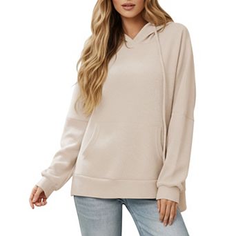 Women's Long Sleeve Pullover Hoodie with Kangaroo Pocket and Drawstring Detail