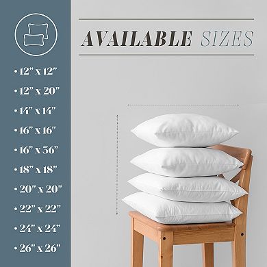 Elegant Comfort 4 Pack Pillow Inserts - Poly-Cotton Shell Siliconized Fiber Filling