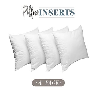 Elegant Comfort 4 Pack Pillow Inserts - Poly-Cotton Shell Siliconized Fiber Filling