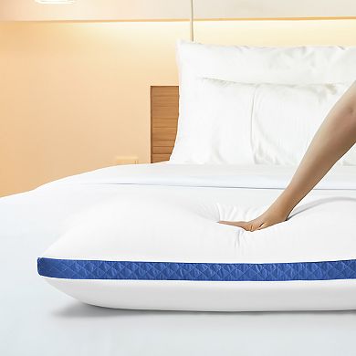 Lux Decor Collection Pack of 2 Gusseted Pillows Stomach Sleeper Microfiber Cooling Bed Pillow Pair