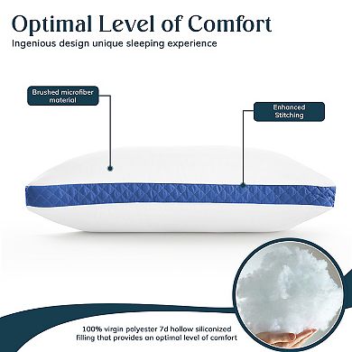 Lux Decor Collection Pack of 2 Gusseted Pillows Stomach Sleeper Microfiber Cooling Bed Pillow Pair