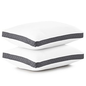 Lux Decor Collection Pack of 2 Gusseted Pillows Stomach Sleeper Microfiber Cooling Bed Pillow Pair
