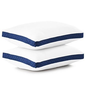 Lux Decor Collection Pack of 2 Gusseted Pillows Stomach Sleeper Microfiber Cooling Bed Pillow Pair
