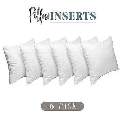 Elegant Comfort 6 Pack Pillow Inserts - Poly-Cotton Shell Siliconized Fiber Filling