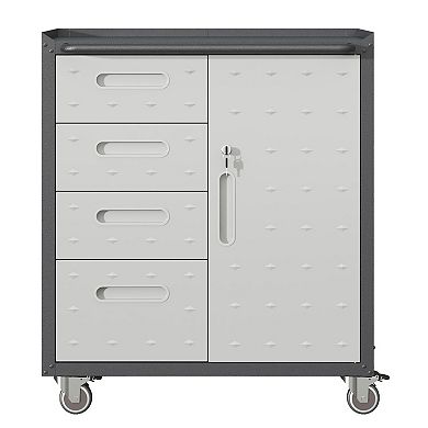 LOVMOR Sturdy Metal Tool Storage Cabinet with Wheels Black/Gray
