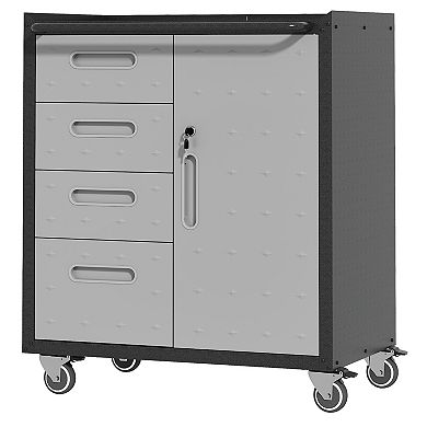 LOVMOR Sturdy Metal Tool Storage Cabinet with Wheels Black/Gray