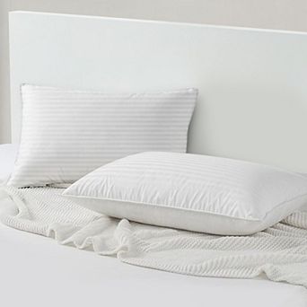 Lux Decor Collection Bed Pillows Hypoallergenic Pack of 2 Cotton Stripe Pillow Pair