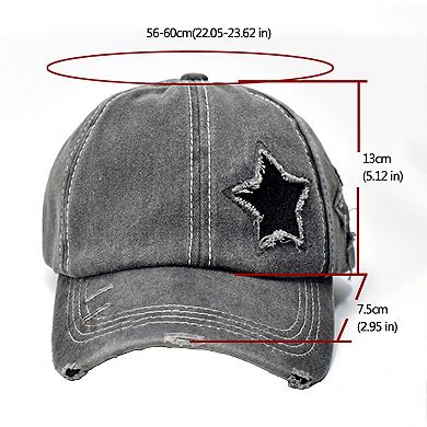 Women's Distressed Baseball Cap with Glitter Star Patches