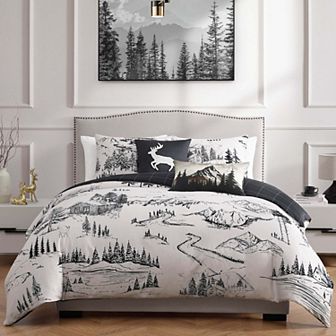 Bebejan Rocky Mountains 100 % Cotton Sateen King Size 5 pc Reversible Comforter Set